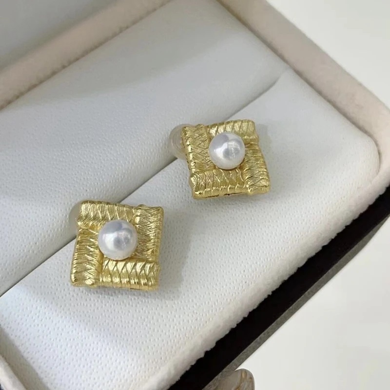 Strong AKOYA Pearl Earrings Palace Woven Vintage Fashion