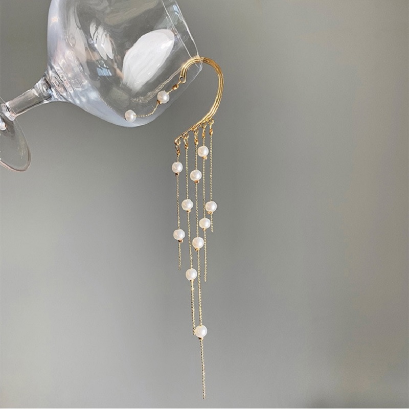 Super Fairy Bone Clip Pearl Tassel Earrings - Image 3