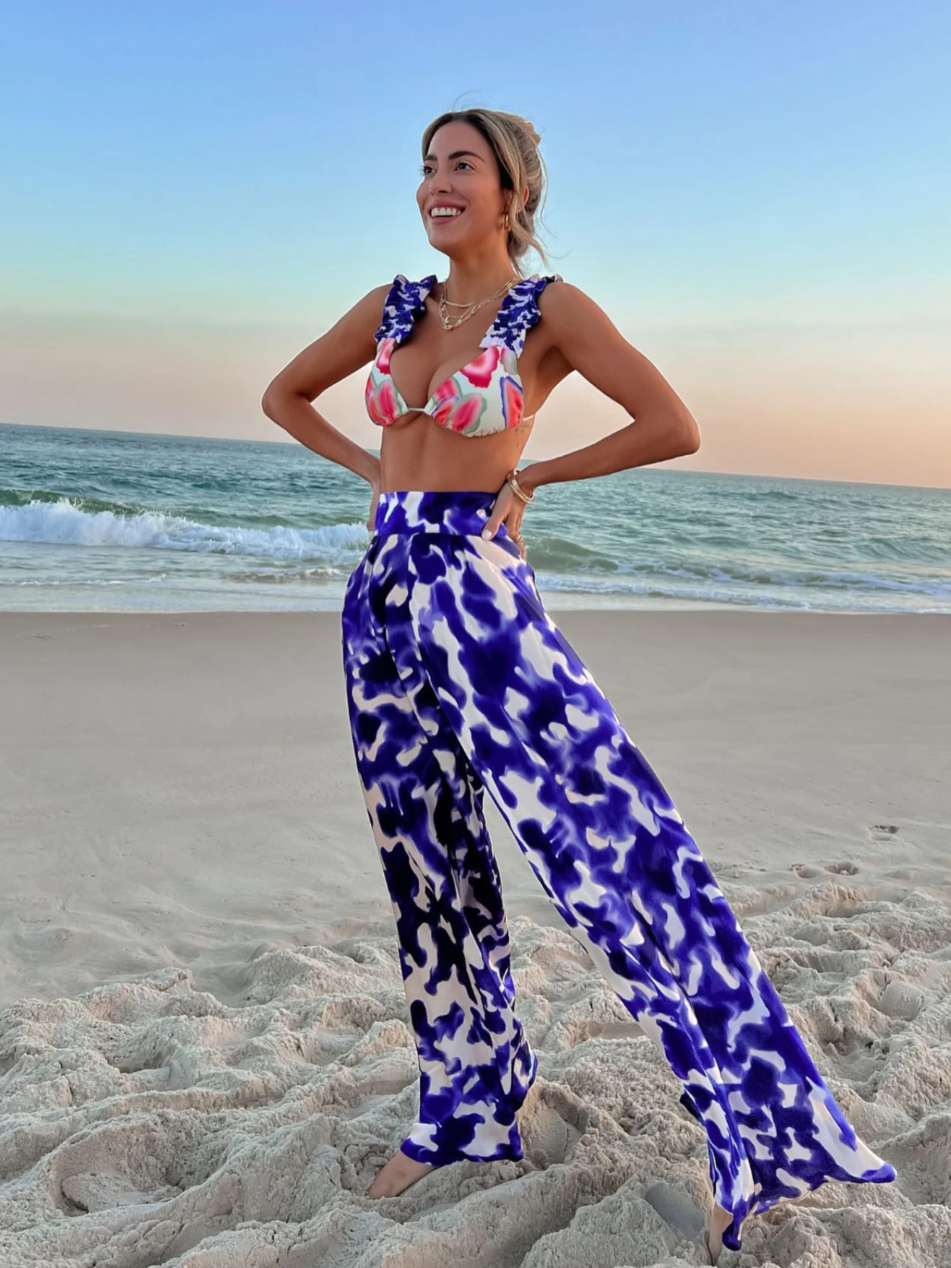 Swimwear Knot Bathing Suit Bandage 3 pack Bikini Swimsuit With Cover Up Pants