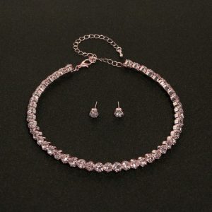 TREAZY Circle Crystal Bridal Jewelry Sets