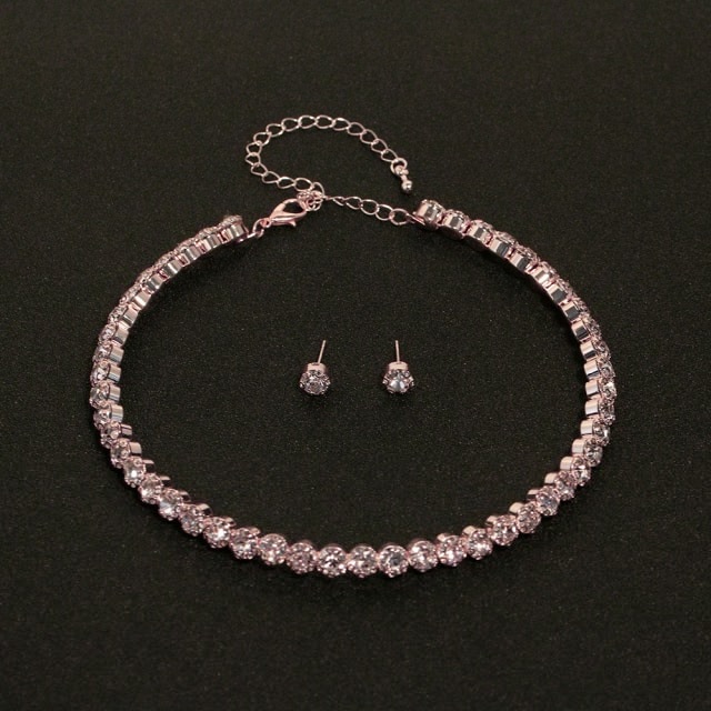 TREAZY Circle Crystal Bridal Jewelry Sets