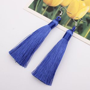 Tie Dye Effect Double Tassel Dangling Earrings Metal Trim