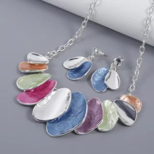 Trendy Geometric Cring Coco Enamel Necklaces Choker Jewelry