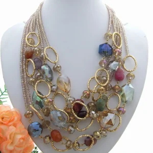 Trendy Geometric Multi Shape Crystal Chokers Necklace