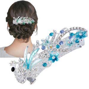 Trendy Peacock Barrettes Crystal Flower Hair Accessories