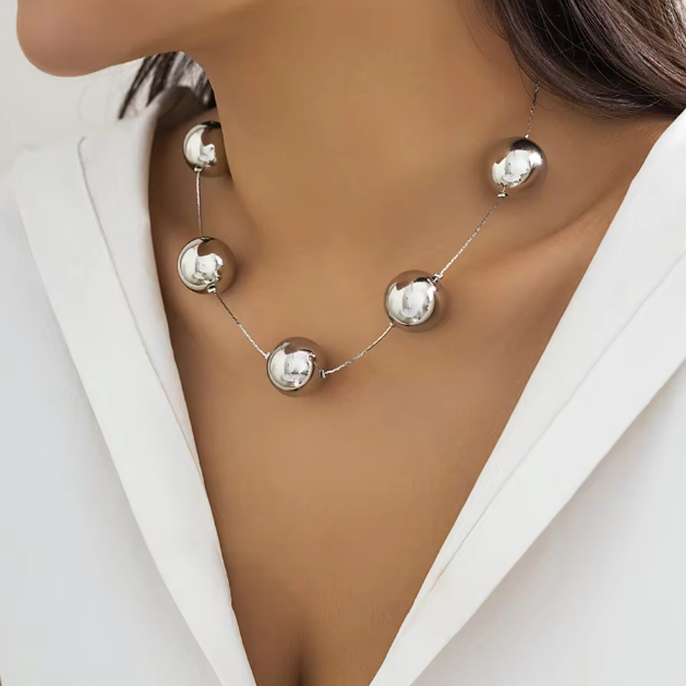 Trendy Punk Goth Creative Big Ball Bead Choker Necklace Accessories - Image 2