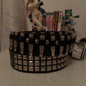 Trendy Punk Wide Hollow Rivet Rock Wild Adjustable Belt56.