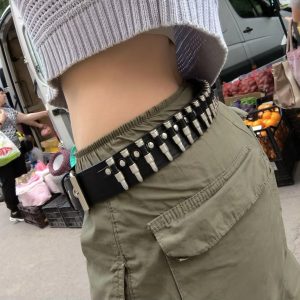 Trendy Punk Wide Hollow Rivet Rock Wild Adjustable Belt61.