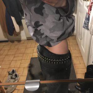 Trendy Punk Wide Hollow Rivet Rock Wild Adjustable Belt66.