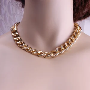 Trendy Zinc Alloy Near Round Link Chain Necklace Jewelry