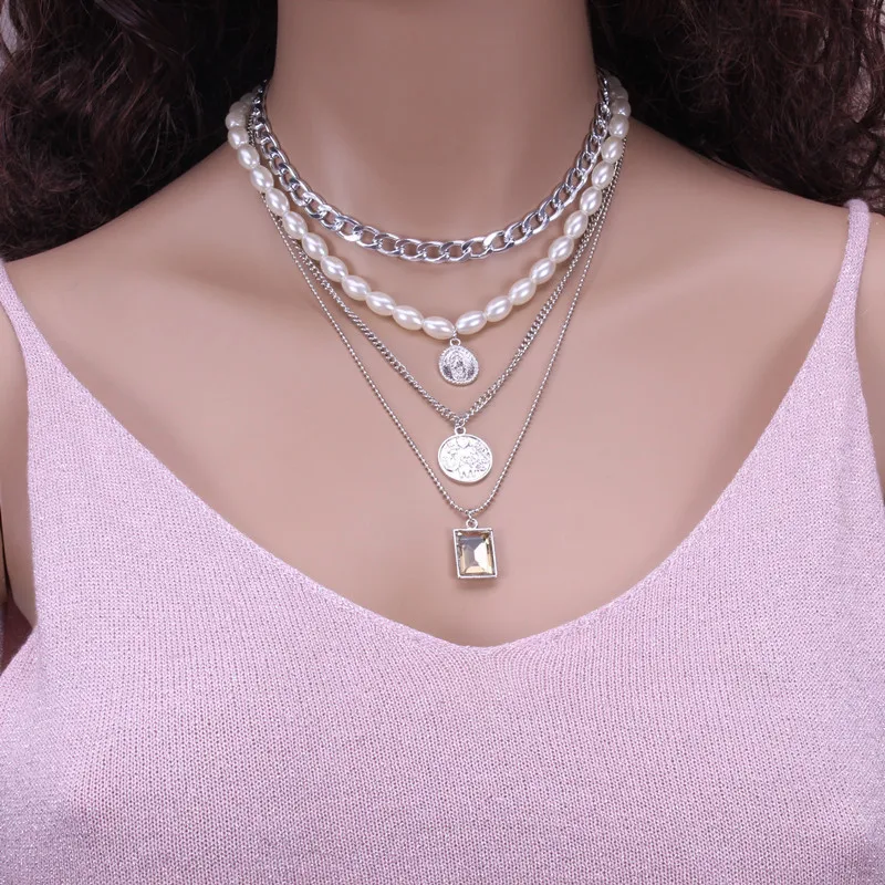 Trendy Zinc Alloy Near Round Pearl Chain Necklace Jewelry - Image 2