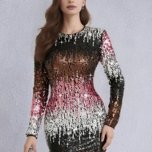 Vintage Sequin Birthday Party Slight Stretch Bodycon Mini Dress