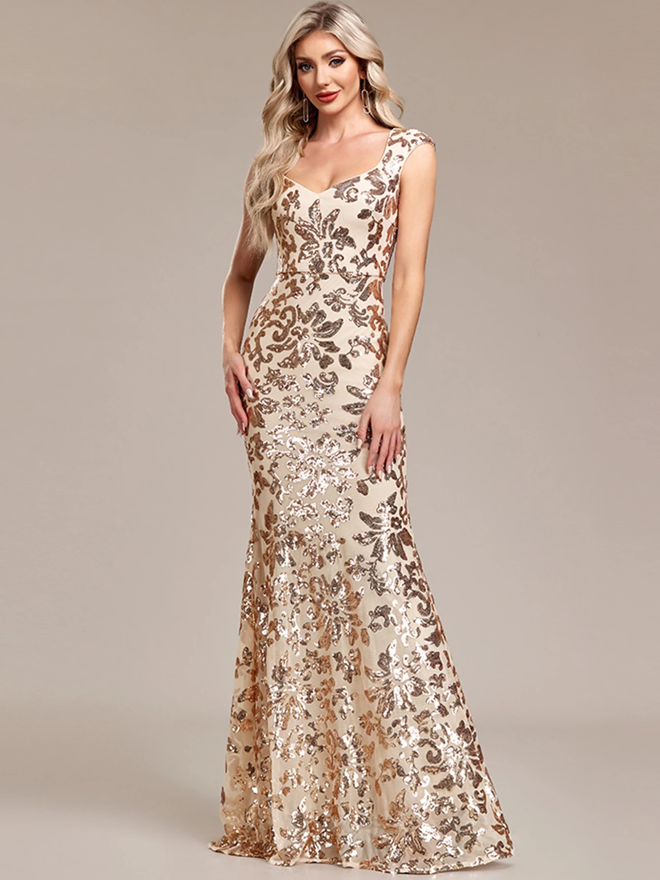 Vintage Sequin Medium Stretch Birthday Party Long Maxi Dress - Image 2