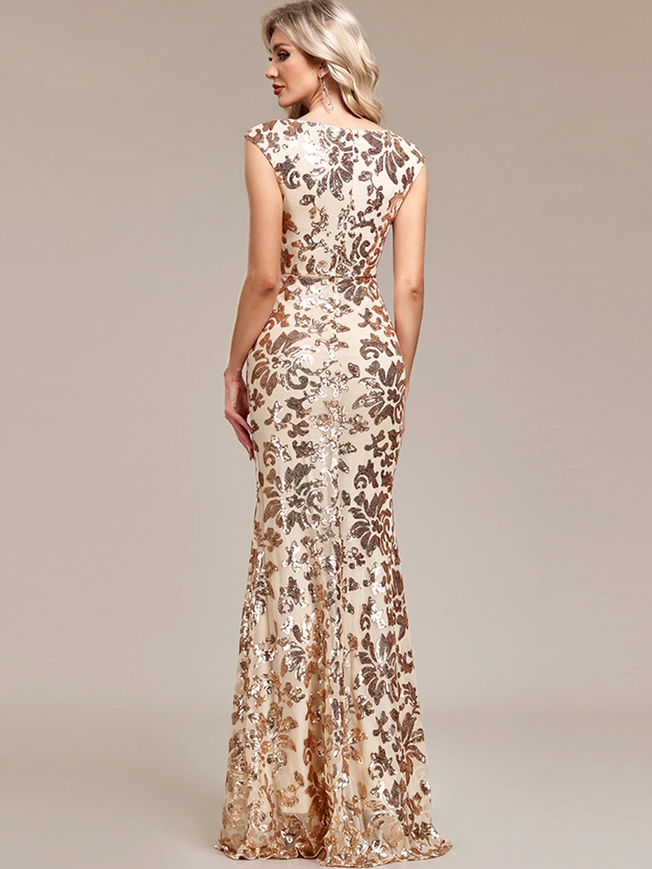 Vintage Sequin Medium Stretch Birthday Party Long Maxi Dress - Image 6