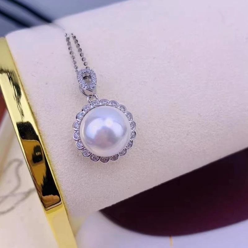 Zircon Flower Necklace Aurora White Pearl Pendant High-end Jewelry set - Image 2