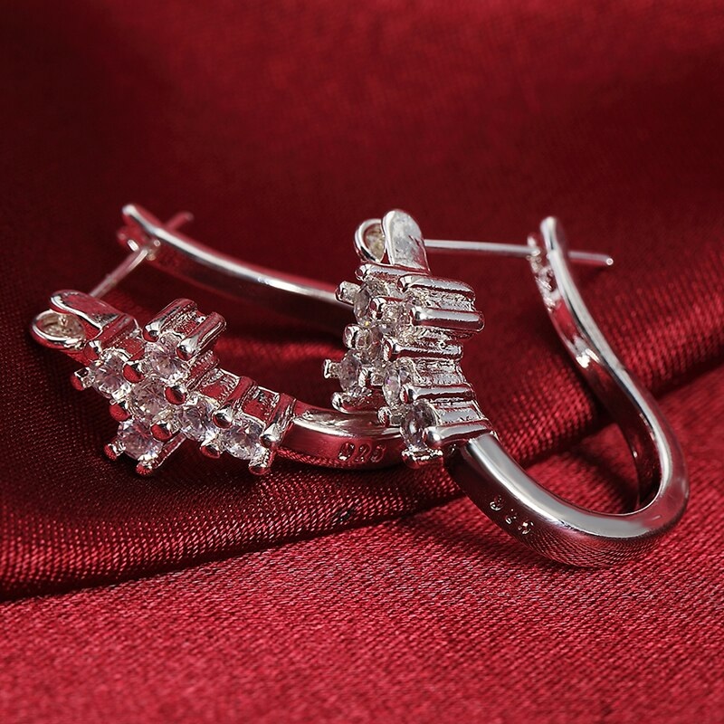 Zirconia Cross Hoop Earrings Fashion Jewelry - Image 2