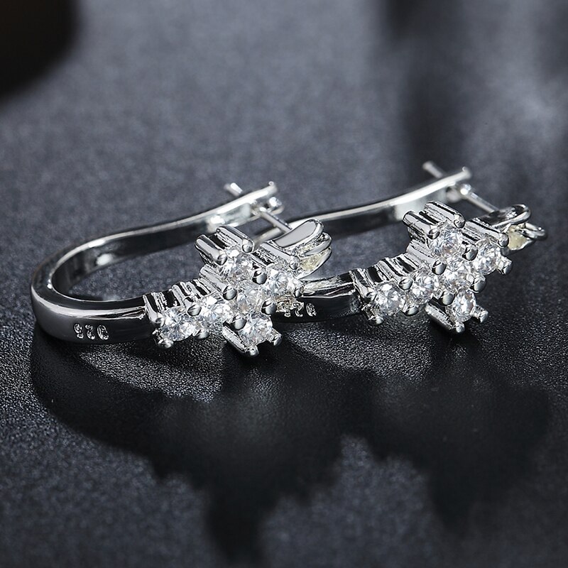 Zirconia Cross Hoop Earrings Fashion Jewelry - Image 4