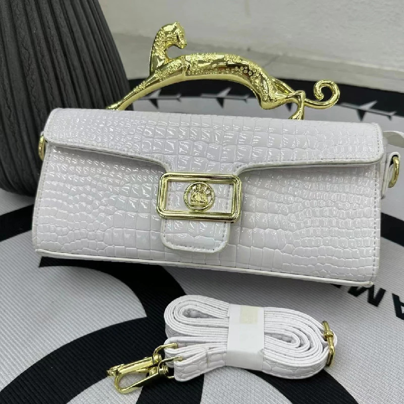 Crocodile Stone Pattern Fashion Golden Metal Handle Designer Shoulder Cross Body Bags - Image 4