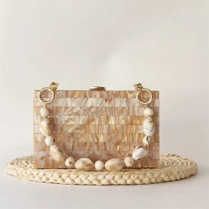 Mini Flap Acrylic Marble Striped Pearl Box