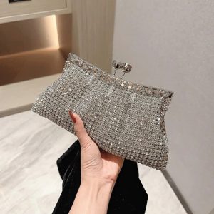 Luxury Moon Rhinestone Shiny Design Party Clutch