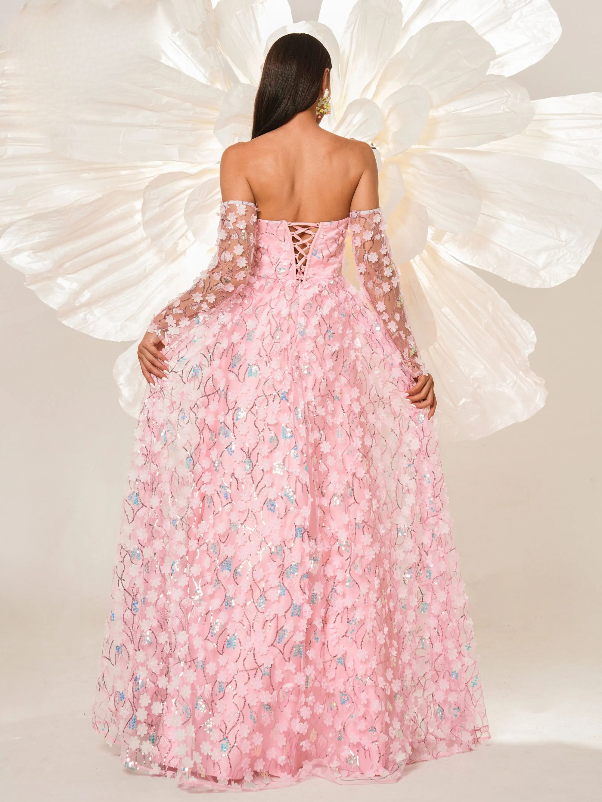 Floral Strapless Gown Chic Prom A Line Party Elegant Maxi Dresses - Image 4