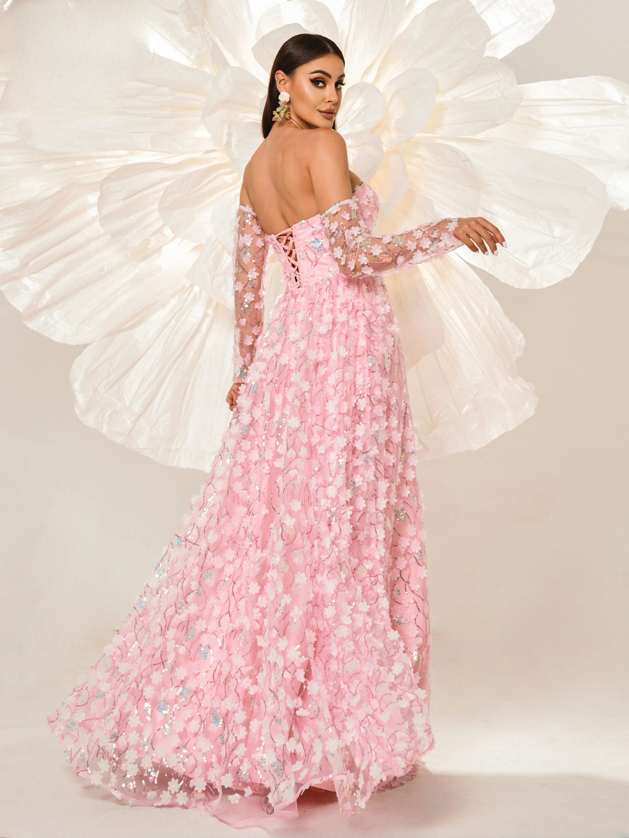 Floral Strapless Gown Chic Prom A Line Party Elegant Maxi Dresses - Image 6