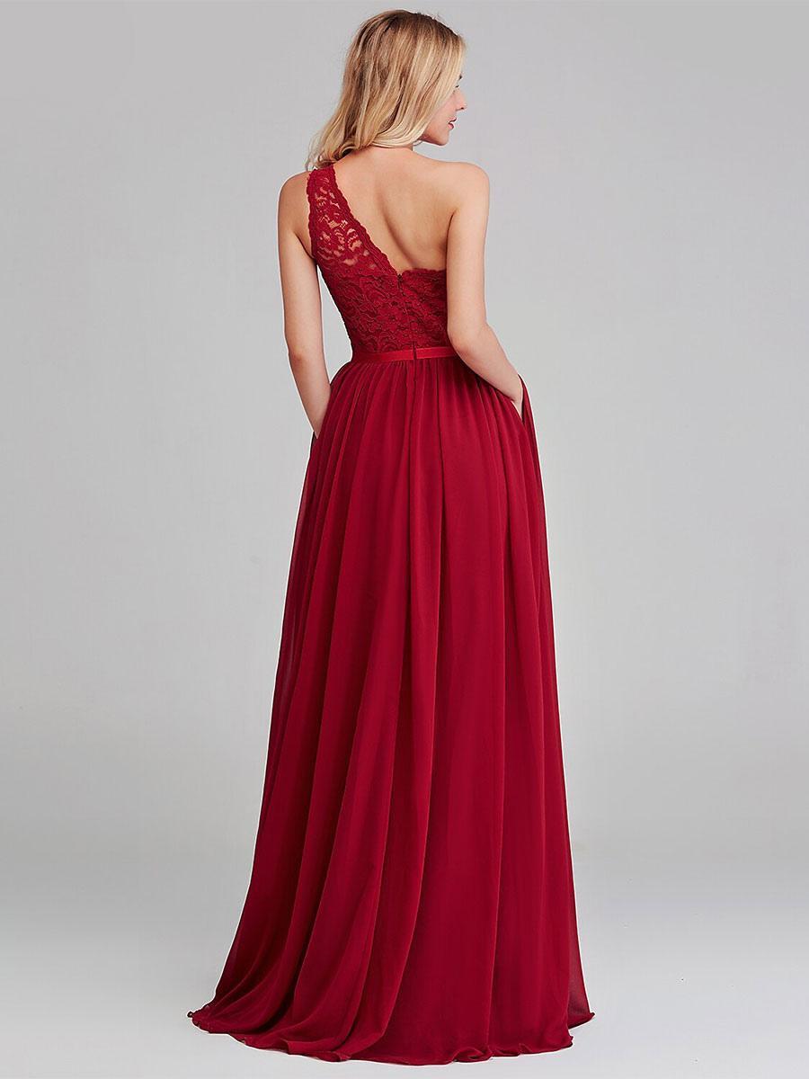 A-Line Fashion Floor-Length Zipper Chiffon Formal Bridesmaid Dresses - Image 3