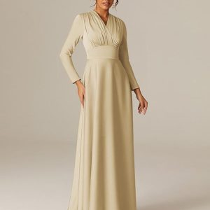 A-Line Floor-Length Fashion Satin Fabric Formal Bridesmaid Dress