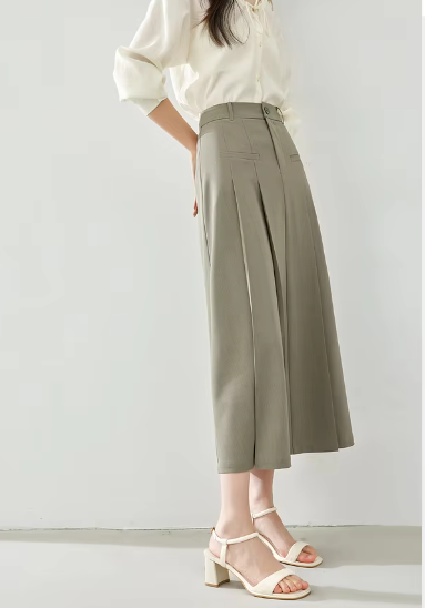 A-Line Casual Pelated Fashion Solid Elegant And Vintage Midi Skirts - Image 6