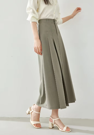 A-Line Casual Pelated Fashion Solid Elegant And Vintage Midi Skirts - Image 2