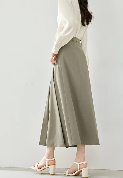 A-Line Casual Pelated Fashion Solid Elegant And Vintage Midi Skirts
