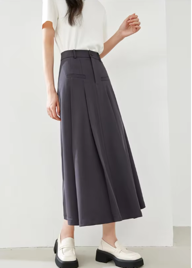 A-Line Casual Pelated Fashion Solid Elegant And Vintage Midi Skirts - Image 16