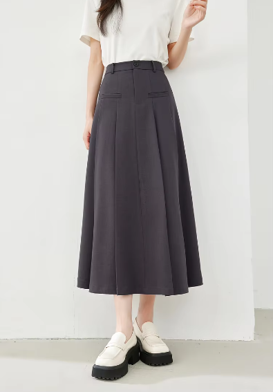 A-Line Casual Pelated Fashion Solid Elegant And Vintage Midi Skirts - Image 15