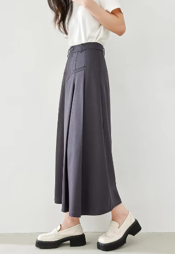 A-Line Casual Pelated Fashion Solid Elegant And Vintage Midi Skirts - Image 13