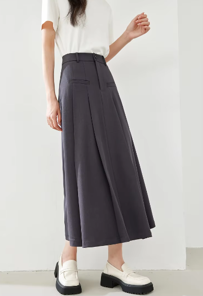 A-Line Casual Pelated Fashion Solid Elegant And Vintage Midi Skirts - Image 10