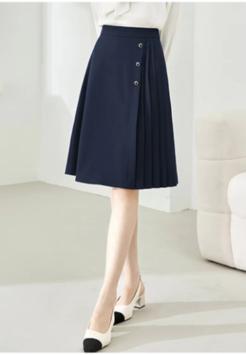 A-Line Pleated Waist Solid Knee Length Elastic Irregular Elegant Mini Skirts - Image 8