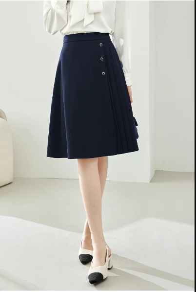 A-Line Pleated Waist Solid Knee Length Elastic Irregular Elegant Mini Skirts - Image 7