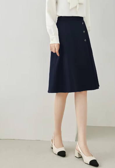 A-Line Pleated Waist Solid Knee Length Elastic Irregular Elegant Mini Skirts - Image 3