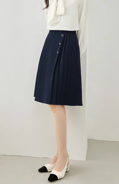 A-Line Pleated Waist Solid Knee Length Elastic Irregular Elegant Mini Skirts