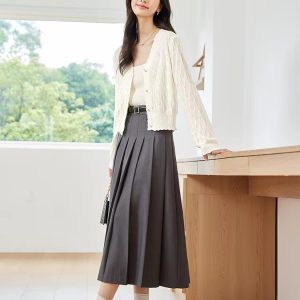 Acrylic V-Neck Soft Knitted Solid Full Sleeve Basic Short Cardigan Sweater