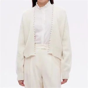 Casual Beading Pearl Decorative cashmere long sleeved outerwears Sweaters