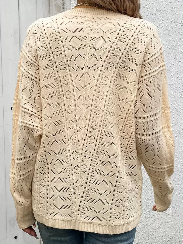 Cardigans Acrylic Buttons Long Sleeves V-Neck Street Wear Sweaters - Image 3