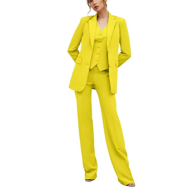 Casual Double Breasted Notched Blazer Vest Pants Solid Tuxedo Plus Size Three Piece Office Suit - Image 11