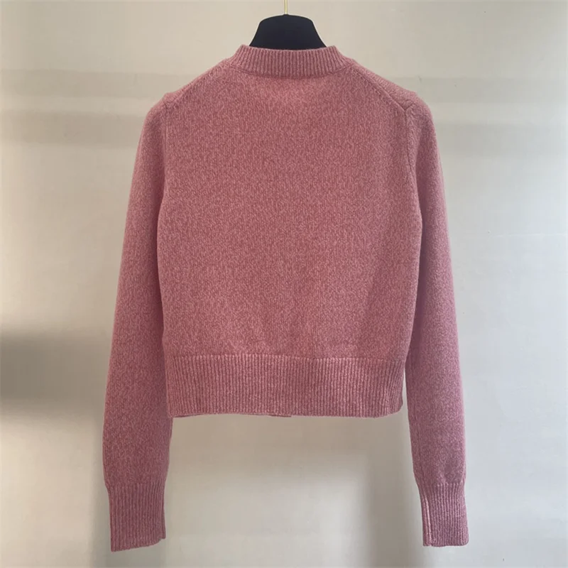 Casual Elastic knit slim long sleeved button decoration knitwear Pure cashmere outerwears - Image 3