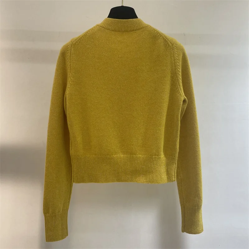 Casual Elastic knit slim long sleeved button decoration knitwear Pure cashmere outerwears - Image 7