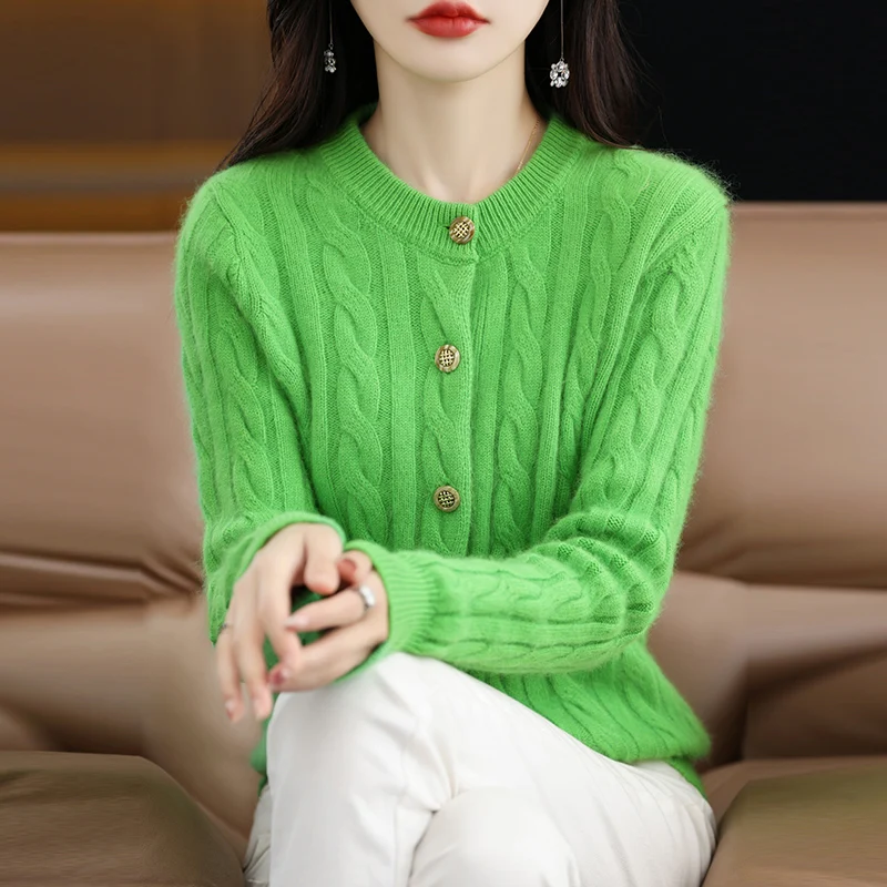 Casual Knitted O-Neck Long Sleeve Loose fitting Pullover Mink Cashmere Sweater - Image 9
