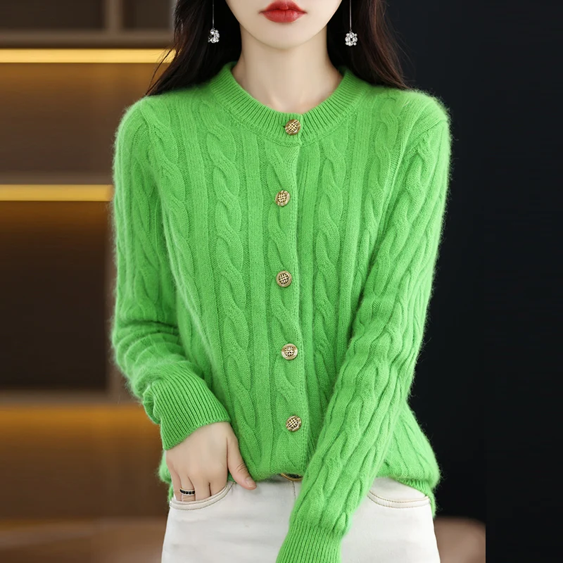 Casual Knitted O-Neck Long Sleeve Loose fitting Pullover Mink Cashmere Sweater - Image 8