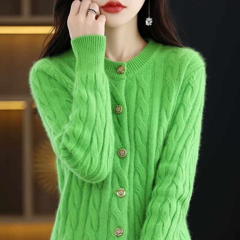 Casual Knitted O-Neck Long Sleeve Loose fitting Pullover Mink Cashmere Sweater - Image 7