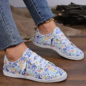 Casual Lace-up Cotton Fabric Skulls Prints Footwear Shoes