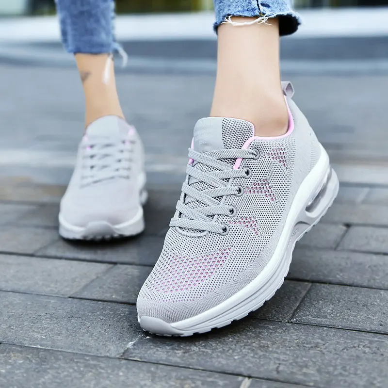Casual Mesh Lace Up Breathable Thickening Extra High Running Shoes - Image 5